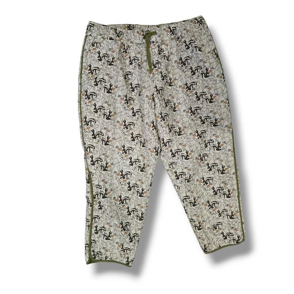 Disney Parks women's green beige Bambi Printed Quilted Pants - xl - Picture 1 of 11